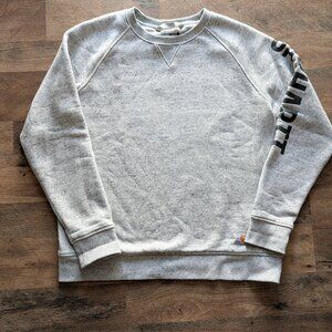 Carhartt Women Relaxed Fit Midweight Crewneck Block Logo Sleeve Graphic Large